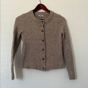 Madewell Tan Cardigan Sweater with Ribbed Texture